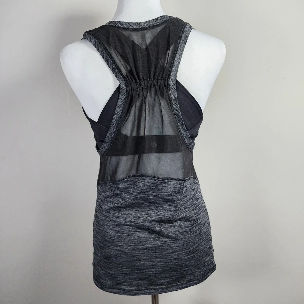 Lululemon Work The Circuit Tank Top Womens 6 Mesh Back Built in Sports Bra Yoga - Picture 3 of 13